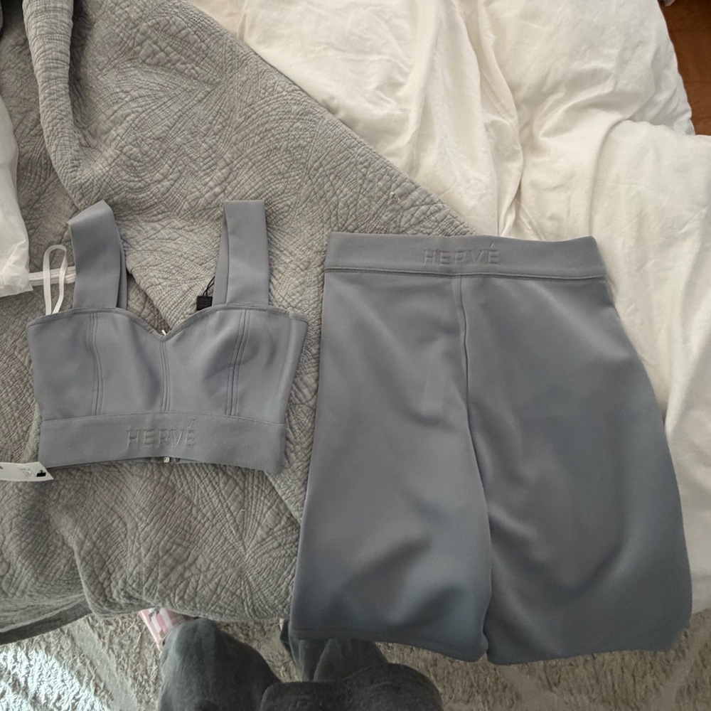 Herve leger grey workout set xs/xxs